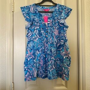 NWT Lilly Pulitzer Amalfi Blue Golda Top - SIZE LARGE